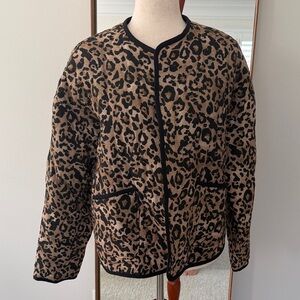 Zara Animal Print Teddy Jacket with Black Edging